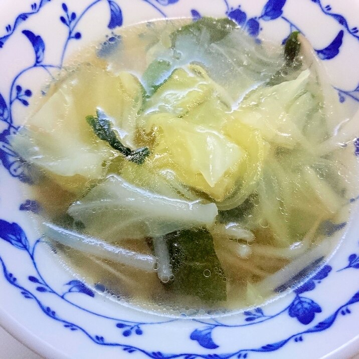 ワカメともやしと小松菜のスープ